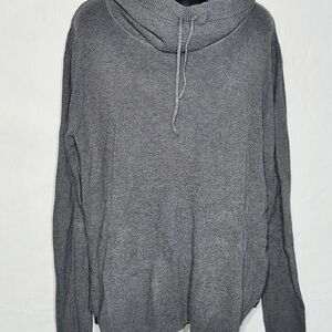 Soini Women's Grey Cowl Neck Pullover Sweater Workout Athleisure Ribbed Knit